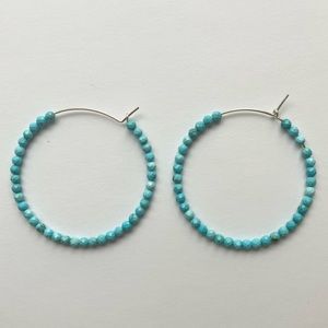 Turquoise Beaded Endless Hoop Earrings